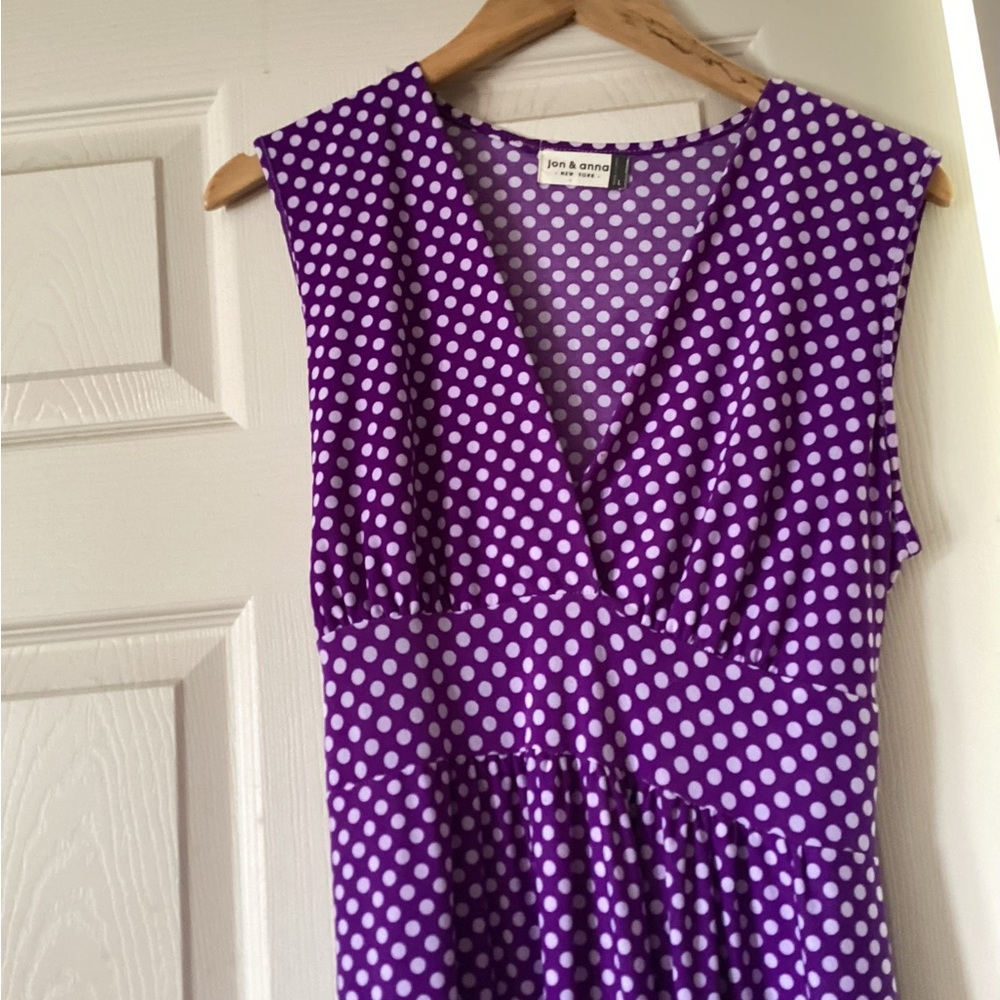 Purple with white polka dot dress sz medium